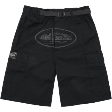 Corteiz Alcatraz Cargo Shorts in Triple Black VIP