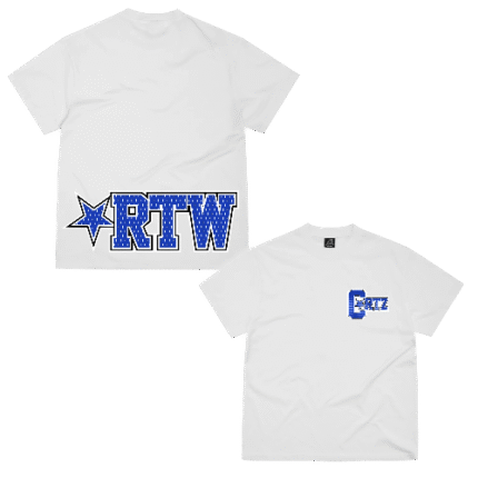 Corteiz Star Mesh Tee in White/Blue