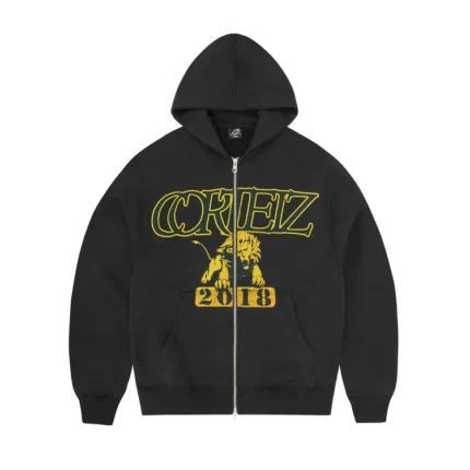 LION VARSITY ZIP HOODIE BLACK