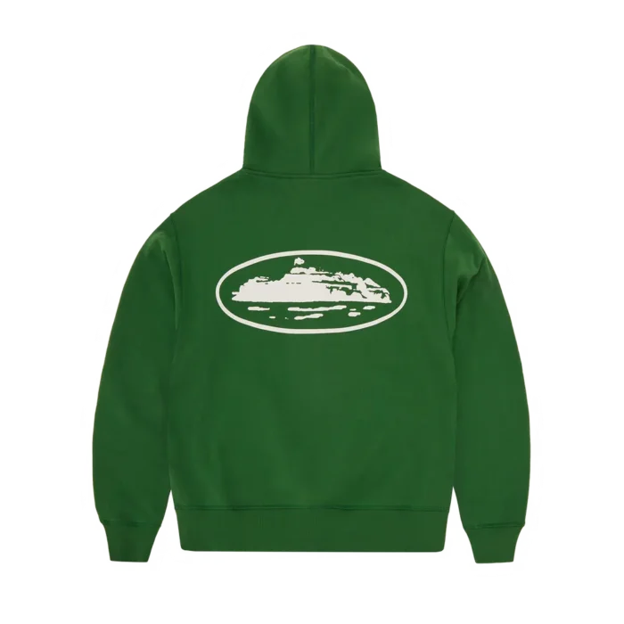 Corteiz Puff Print Island Zip Hoodie GREEN