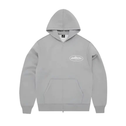Corteiz Puff Print Zip Hoodie Grey