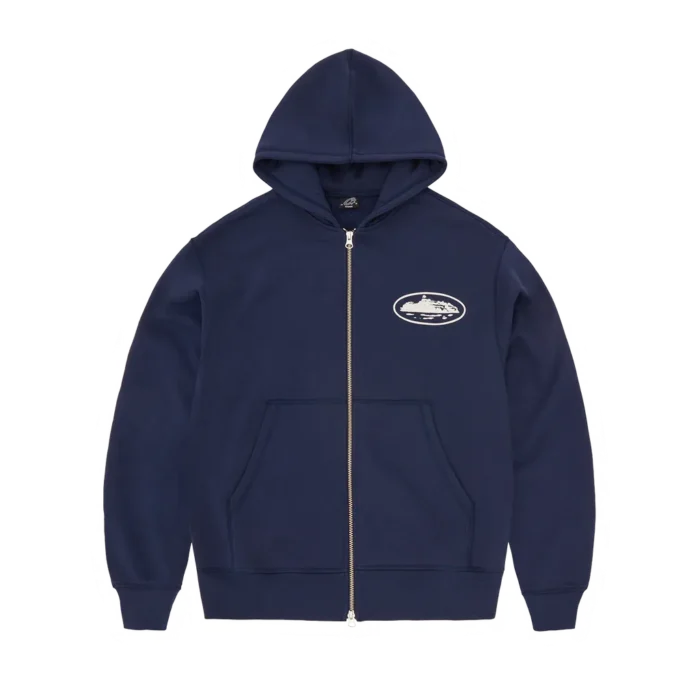 Island Puff Print Corteiz Zip Hoodie NAVY