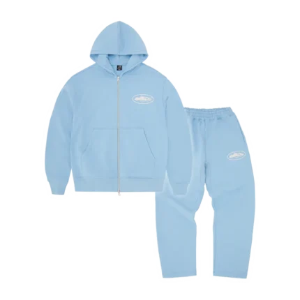 Corteiz Island Puff Print Tracksuit Baby Blue