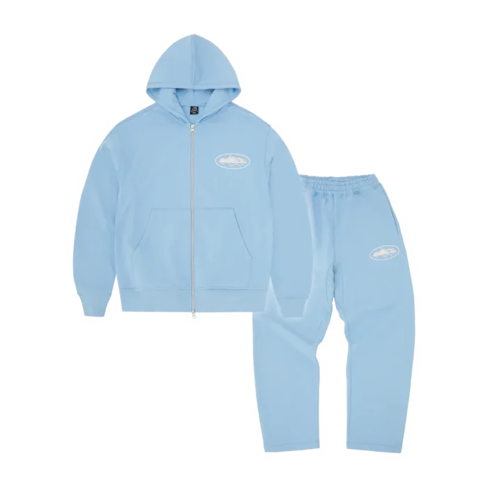 Corteiz Island Puff Print Tracksuit Baby Blue