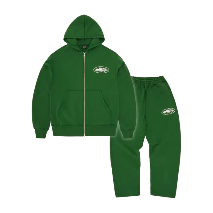 Corteiz Island Puff Print Tracksuit Green